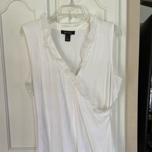 White House Black Market, xl, white sleeveless wrap look top